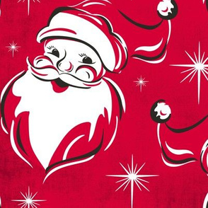 'Tis The Season Retro Santa - Christmas Red White Textured - Large Scale