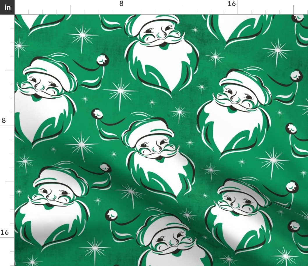 'Tis The Season Retro Santa - Christmas Green White - Large Scale