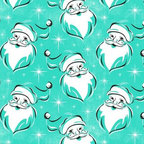 'Tis The Season Retro Santa - Christmas Aqua White - Regular Scale