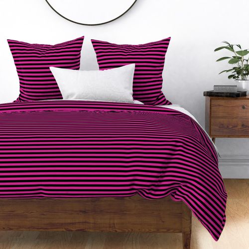 Barbie Pink Awning Stripe Pattern Horizontal in Black