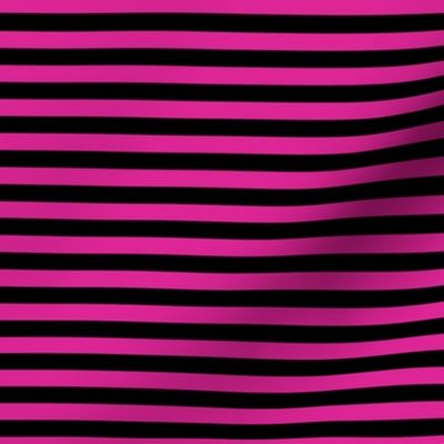 Barbie Pink Bengal Stripe Pattern Horizontal in Black