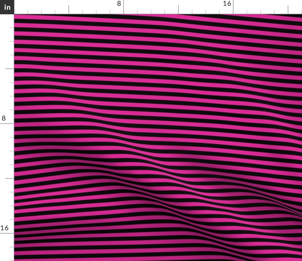 Barbie Pink Bengal Stripe Pattern Horizontal in Black