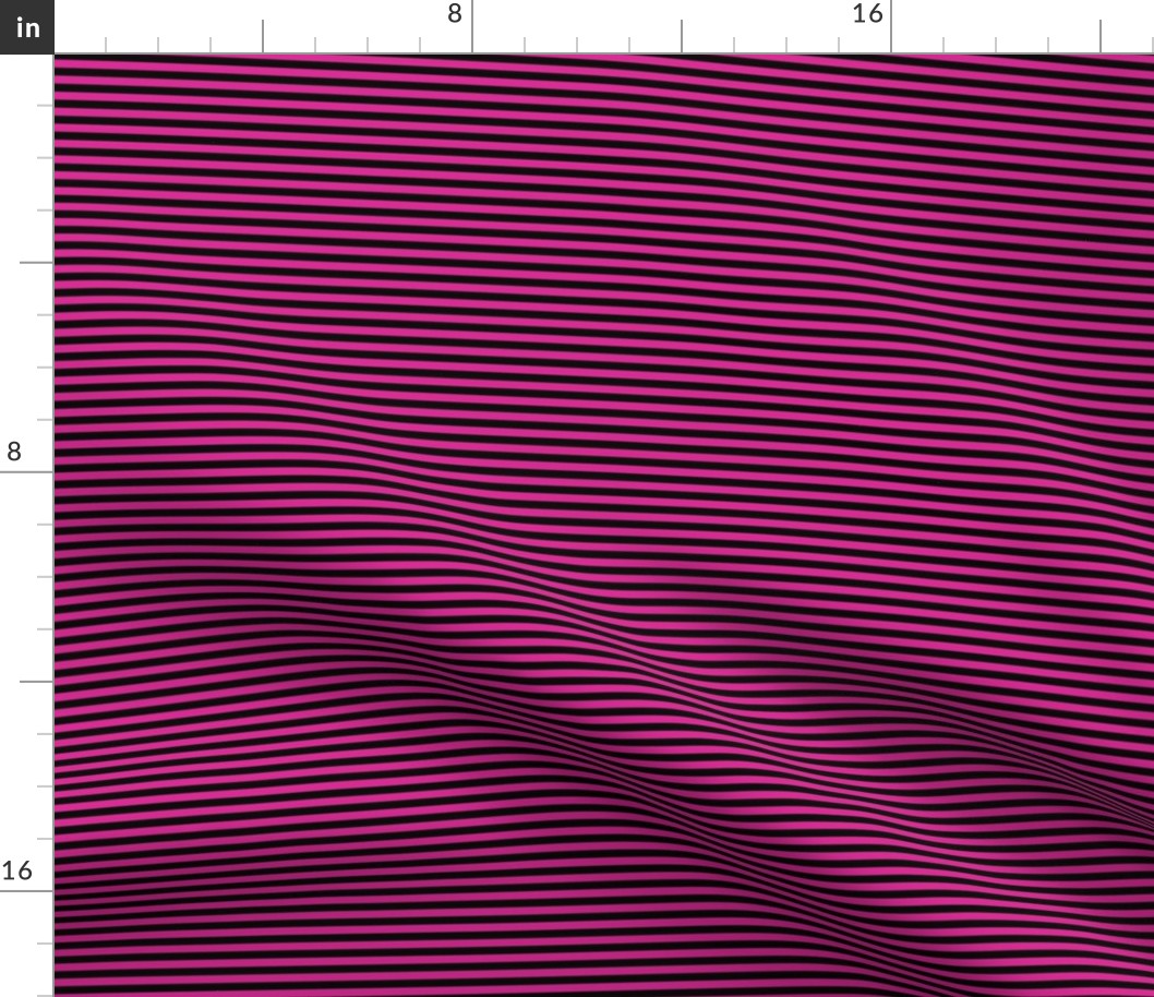 Small Barbie Pink Bengal Stripe Pattern Horizontal in Black