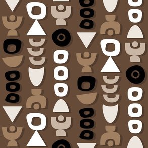 Mid Century Modern Retro Shapes // Chocolate Brown, Caramel Brown, Khaki, Black and White