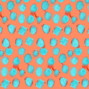 Blue and Orange Caribbean Polka Dots