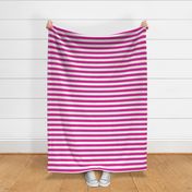 Large Barbie Pink Awning Stripe Pattern Horizontal in White