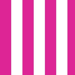 Large Barbie Pink Awning Stripe Pattern Vertical in White