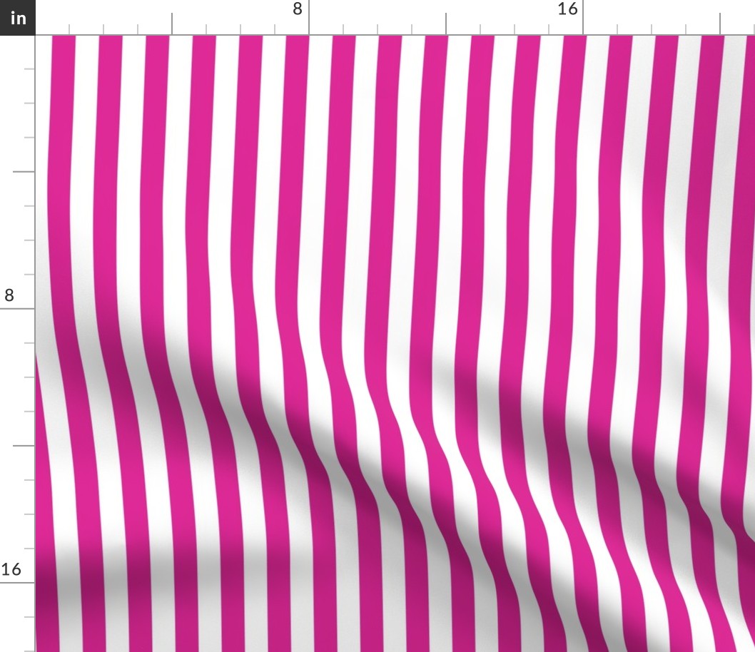 Barbie Pink Awning Stripe Pattern Vertical in White