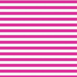 Barbie Pink Bengal Stripe Pattern Horizontal in White