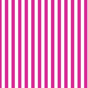 Barbie Pink Bengal Stripe Pattern Vertical in White