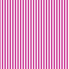 Small Barbie Pink Bengal Stripe Pattern Vertical in White