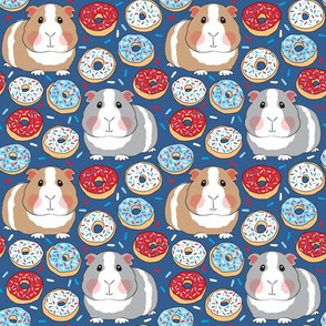 medium guinea pigs red white and blue donuts on navy