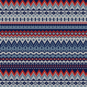 nordic fairisle blues/red