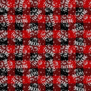 Ho Ho Fucking Ho Tossed on Red Buffalo Plaid - extraq small scale