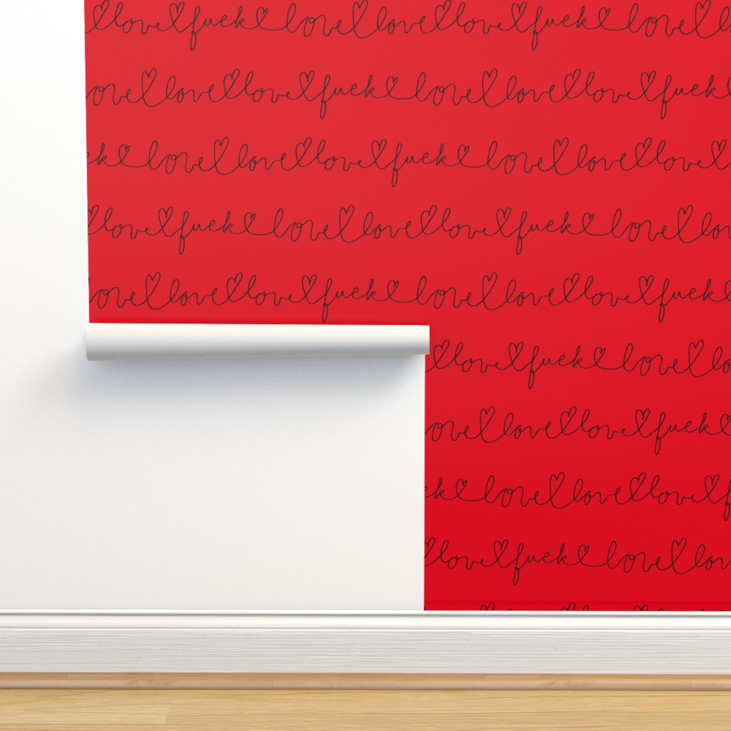 Love Fuck Valentine Red Small scale Wallpaper | Spoonflower