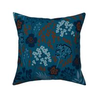 Deep blue and terracotta floral
