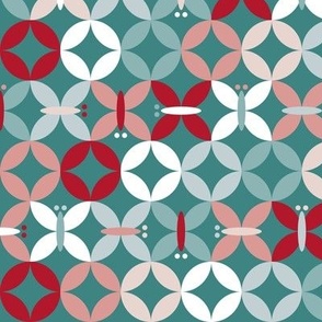 butterfly formation in red, white and green | small