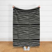 Sketchy Stripes // White on Black (Extra Large Size)