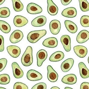 watercolor halves of avocado