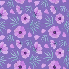 pink flowers on a purple background