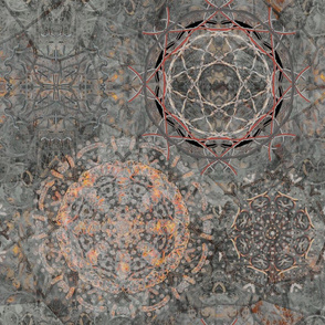 large dreamcatcher mandala grey orange PSMGE