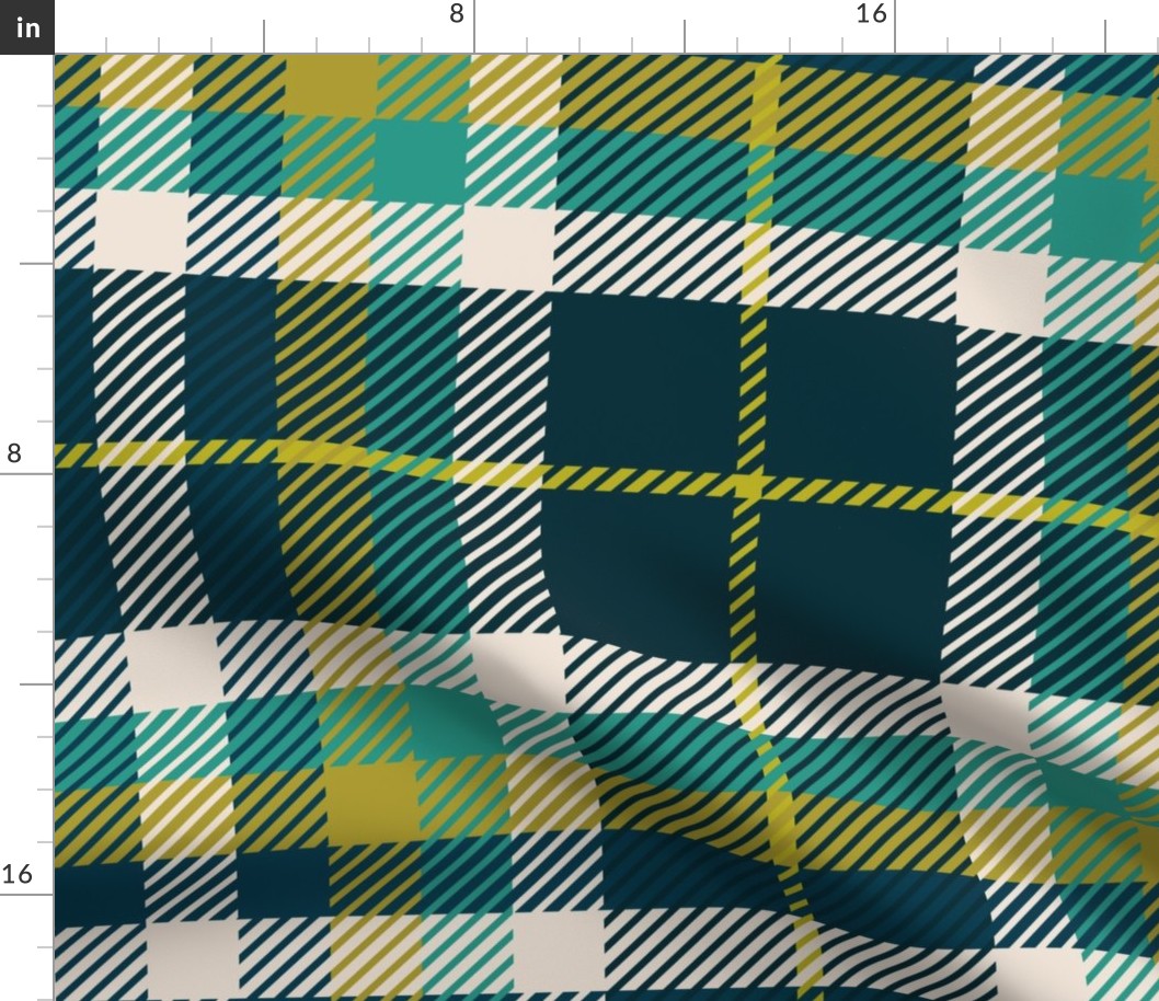 Plaid Blue and Greens Large