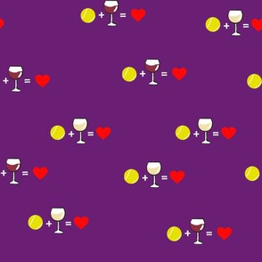 Tennis+Wine=Love Dark Purple Background
