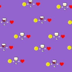 Tennis+Wine=Love Purple Background