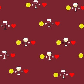 Tennis+Wine=Love Burgundy Background