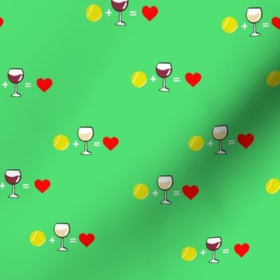 Tennis+Wine=Love Bright Green Background