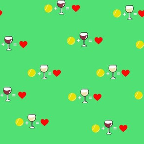 Tennis+Wine=Love Bright Green Background