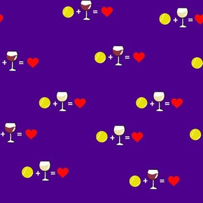 Tennis+Wine=Love Bright Purple Background