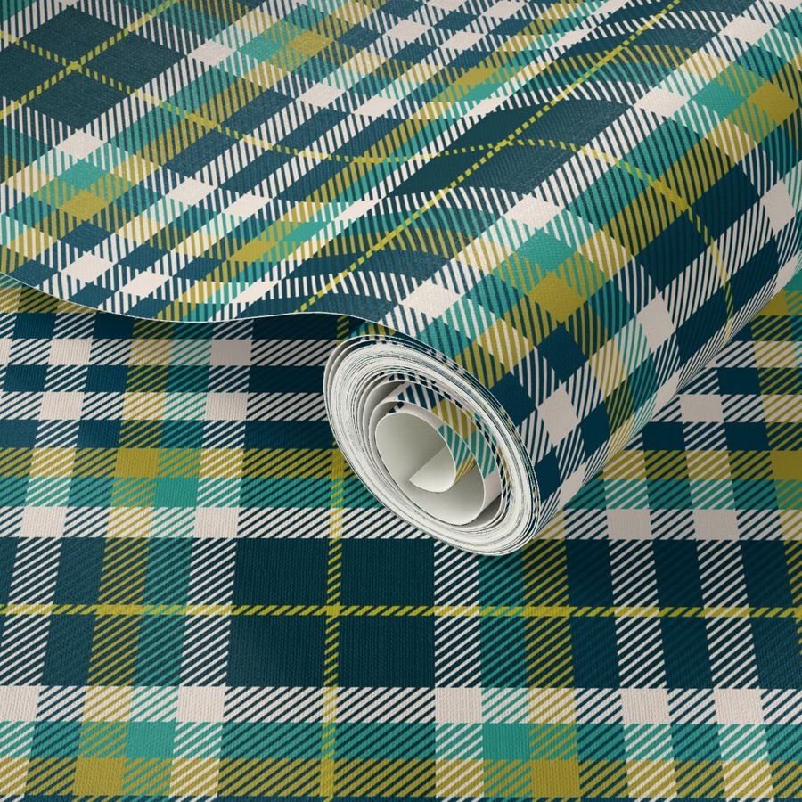 Plaid Blue and Greens Medium