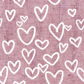 8" Pastel Hearts // Dusty Rose Washed Linen