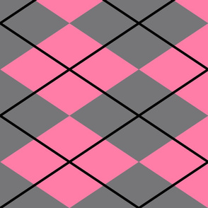 pink gray argyle with black lines