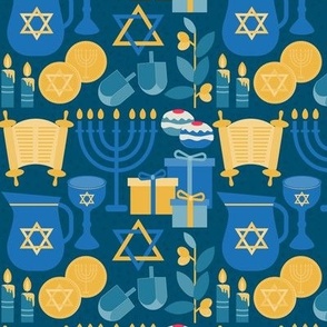 Blue Hanukkah Sloth Chanukah Festival Of Lights Spoonflower Fabric by the Yard 
