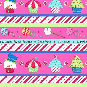 Christmas Sweet Treats Stripe Pink Large 12"