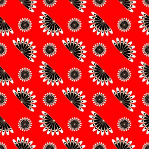 flowers, geometric flowers, red black white, flower, decorative, bright dasign, flower decor, bright pattern, quilting pattern, quilting design, quilting, floral quilting, bright patchwork.