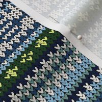 multi fairisle in blues/greens