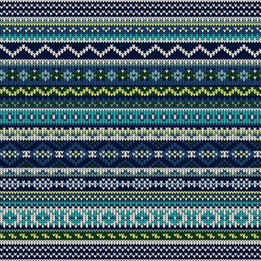 fairisle in blue/greens