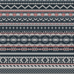 mini fairisle greys/coral