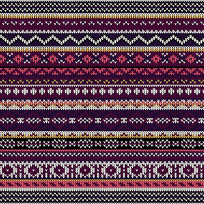 fairisle burgundy/yellow/pink