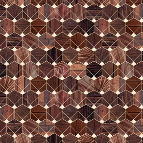 Textured hexagons - wooden - 12 in