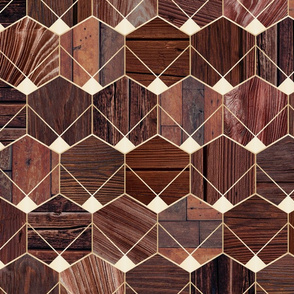 Textured hexagons - wooden