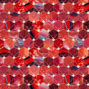 textured hexagons - red - 12 in
