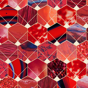 textured hexagons - red