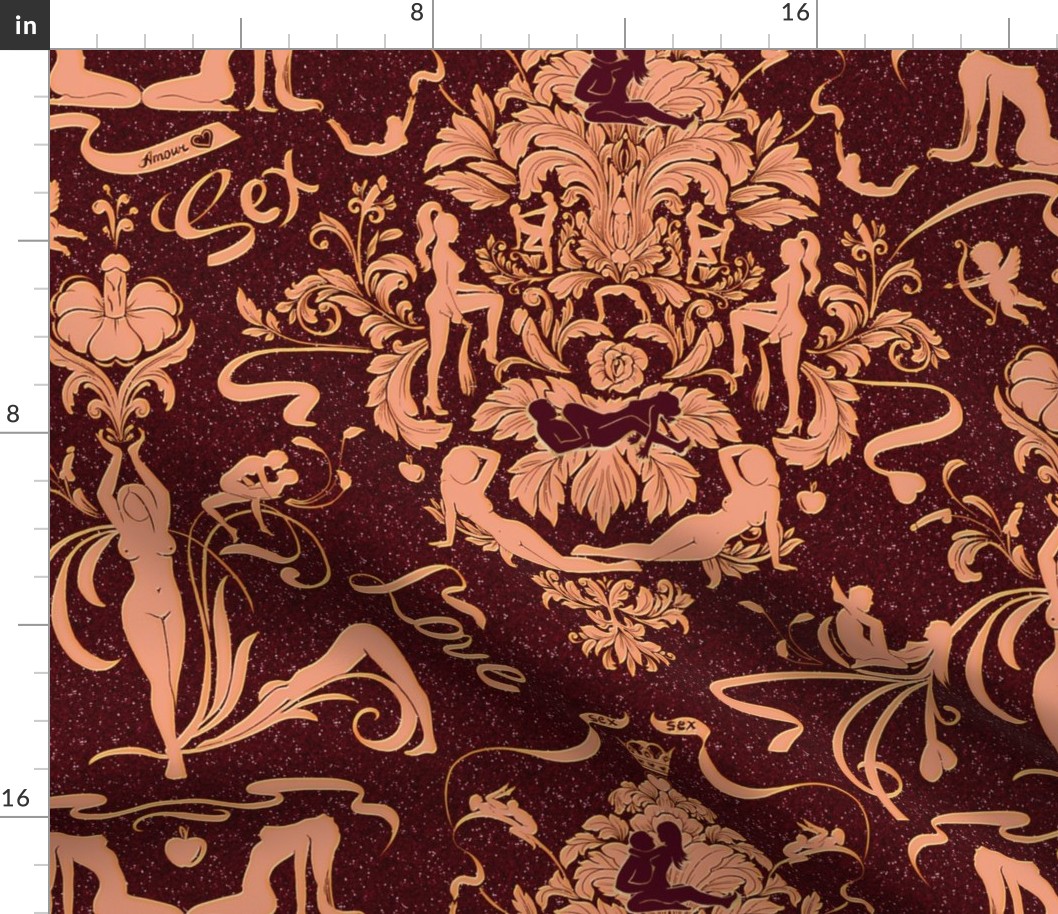 Love Sex Damask Damask Designs Fabric Spoonflower 3732