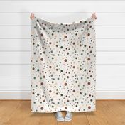 light design, white background, dots, spots, brown green white, abstract, abstract design, natural colors, natural palette, simplicity patterns, simplicity design, dress patterns, natural spots.