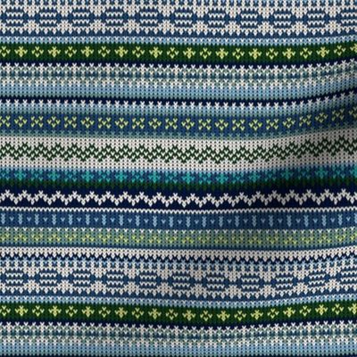 mini fairisle in greens/blues