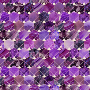 textured hexagons - purple - 12 in